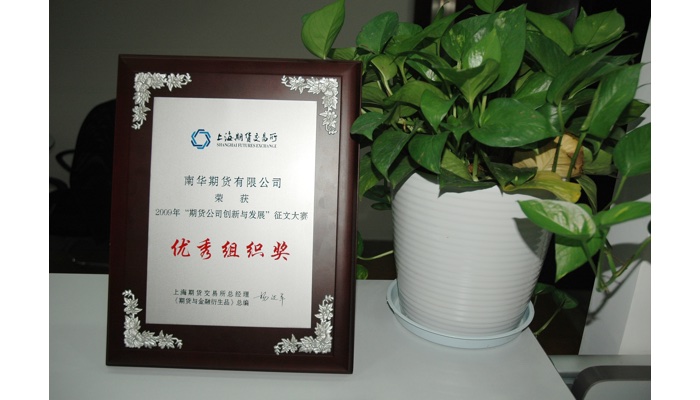2009年期货公司创新与发展有奖征文活动中，获优秀组织奖。