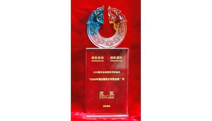 2009年“搜狐金融理财网络盛典”评选，获“2009年中国期货业最佳期货公司营业部”奖。